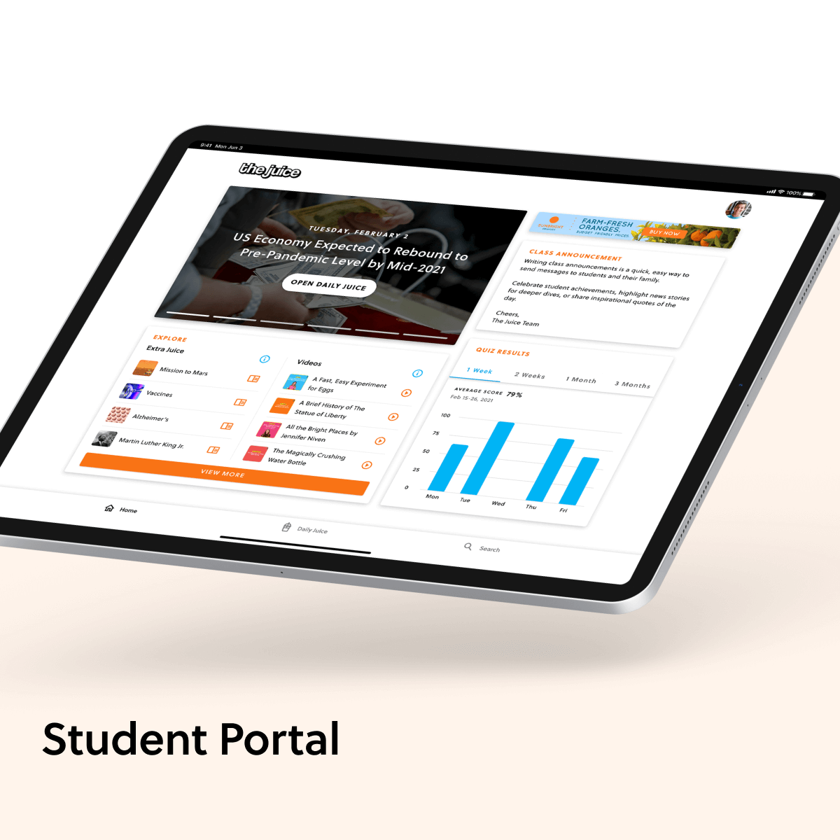 Students get their own secure portal to access The Juice which documents their journey and achievements.Students can also browse our archives to read past issues and Extra Juices, as well as watch videos.