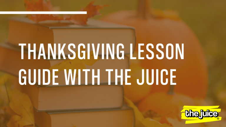 Blog feature image: Thanksgiving lesson plans with a book and pumpkin in the background