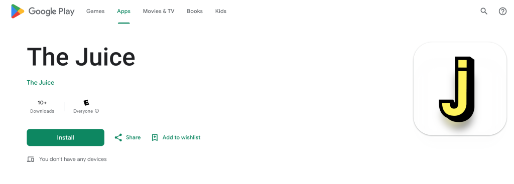 image of the juice app available on the google play store